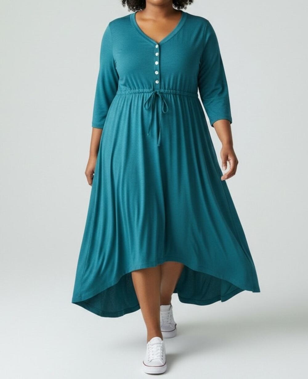 Soft Surroundings Women's Casual Dress, XL, Green/Black